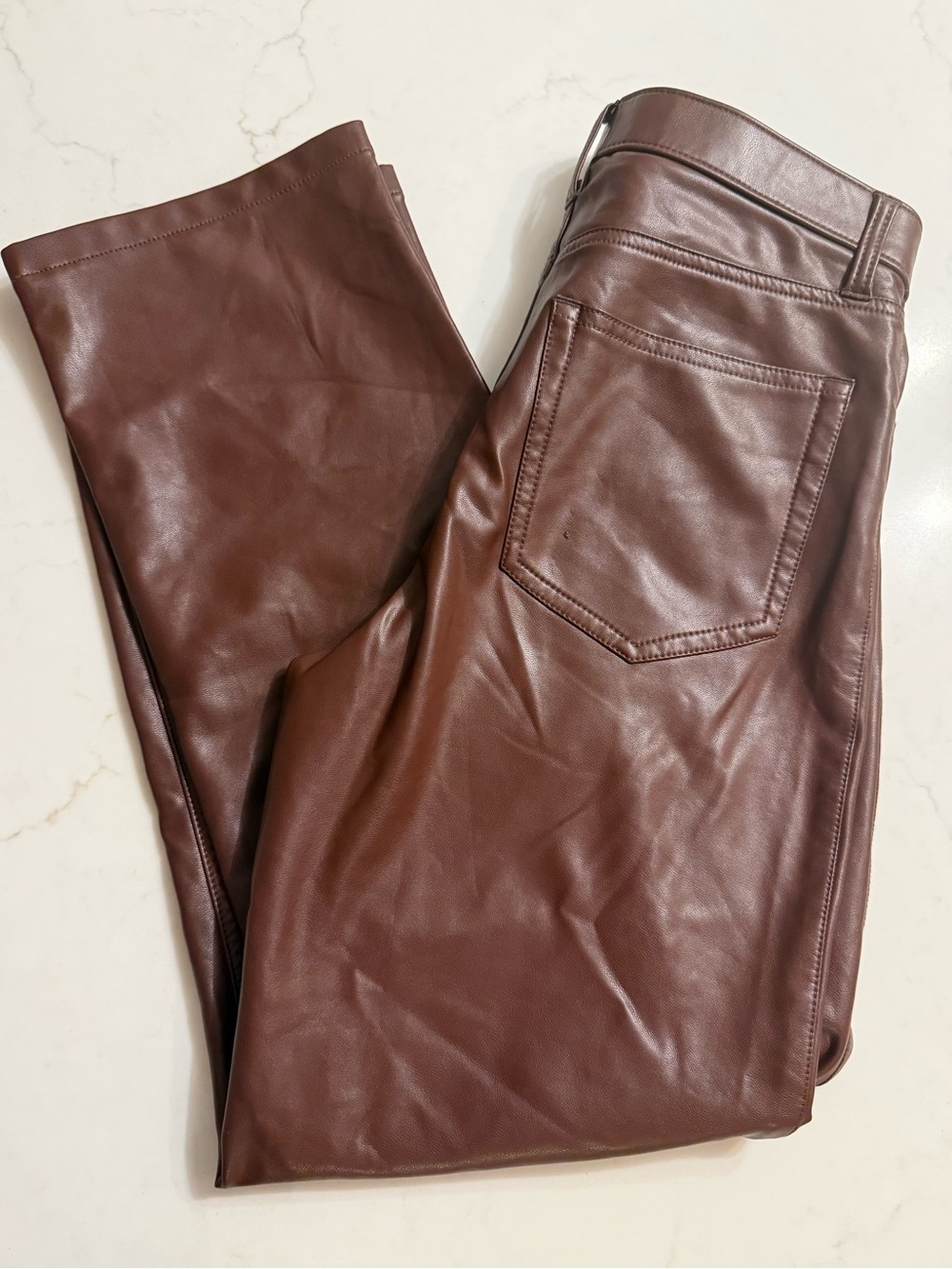 Abercrombie & Fitch Brown Faux Leather 90s Straight Pants Size 28